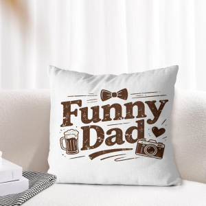 Funny Dad vintage throw pillow cover styled on living room sofa, cozy home decor, perfect Father’s Day gift for dad