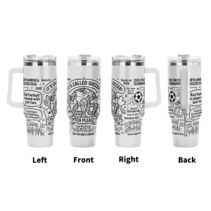 2026 World Cup Full-Wrap Fan Phrase Doodle Stainless Steel Tumbler | Minimalist Soccer Travel Cup