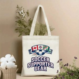 2026 World Cup soccer supporter gear scarf maple cactus soccer print canvas tote bag, three-host patriotic vintage fan eco shoulder bag indoor wall photo
