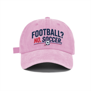 Front view of the light pink washed baseball cap, showing the full print and distressed finish