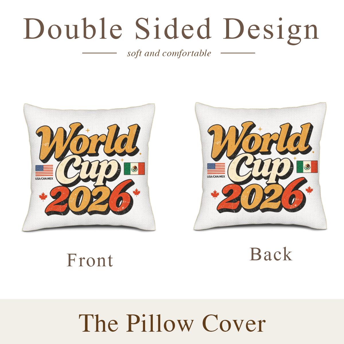 Double-sided design display showing both sides of the identical 2026 World Cup retro print.