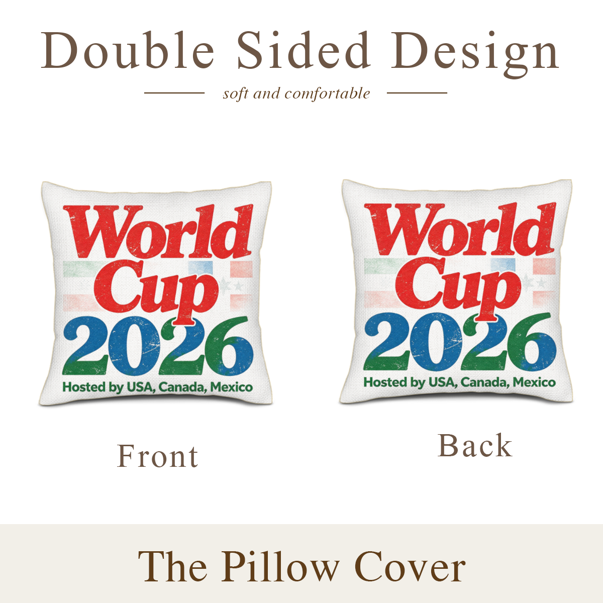 Double-sided design display showing both sides of the identical 2026 World Cup vintage print.