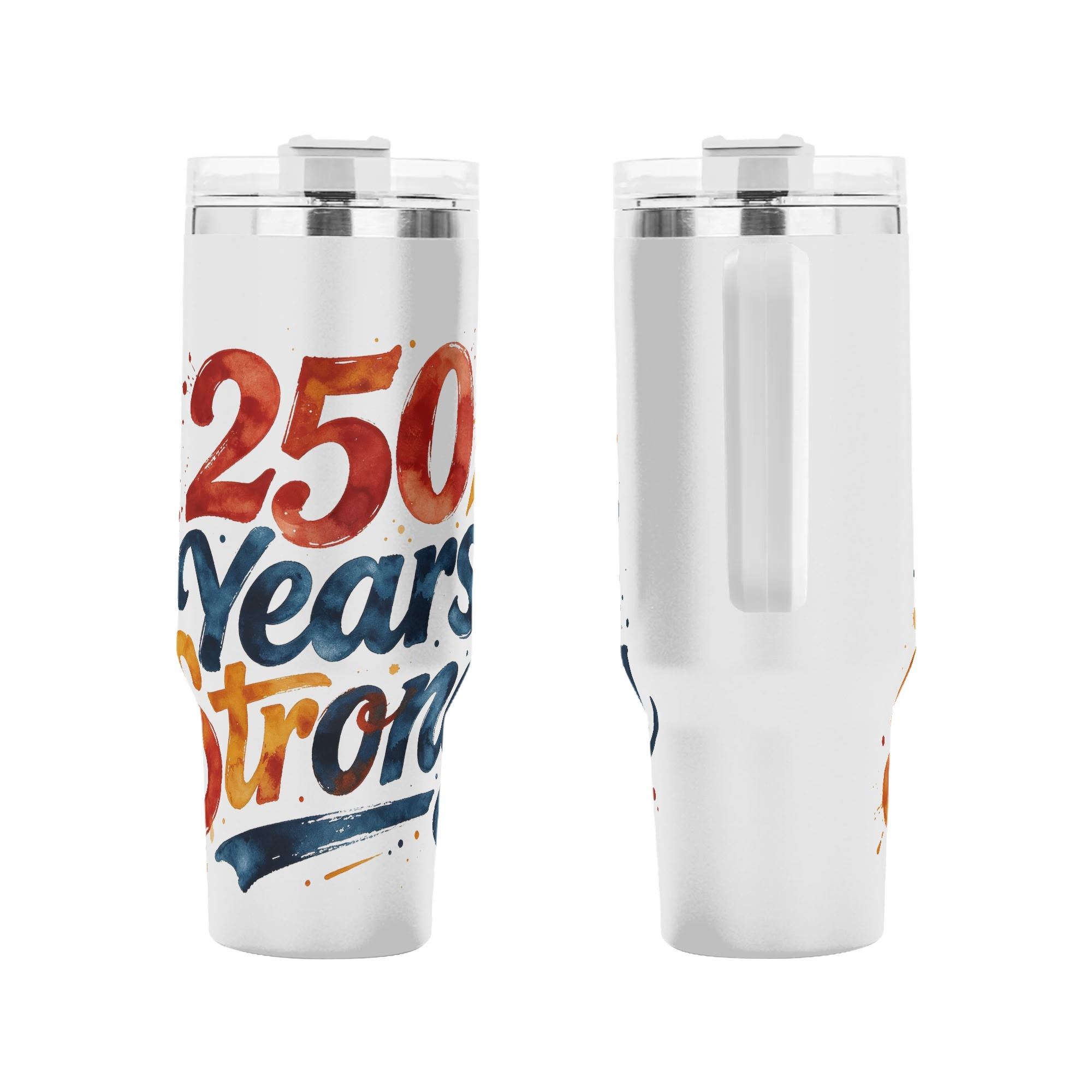 250 Years Strong Watercolor 40oz Tumbler | USA 250th Anniversary Patriotic Travel Mug