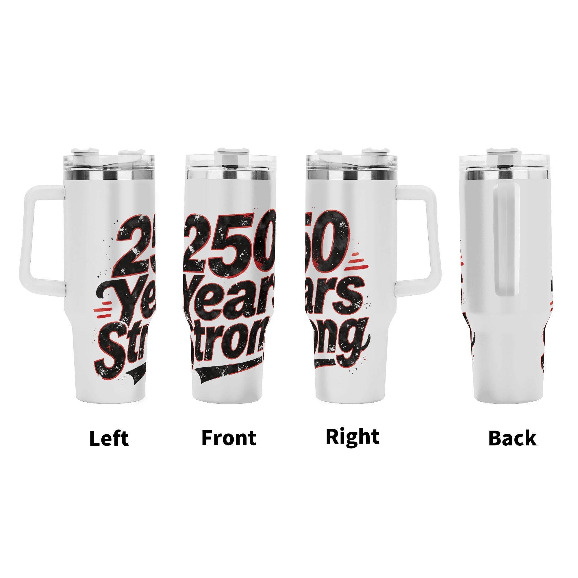 USA 250th Celebration 40oz Tumbler | Distressed Black & Red Patriotic Stainless Steel Cup - Image 5