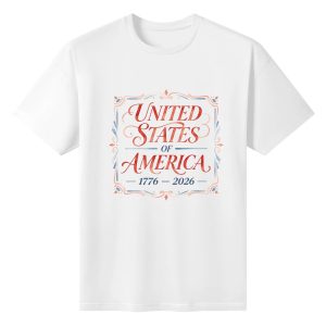 Front view of the white T-shirt, featuring the full watercolor script and floral frame print