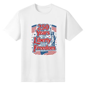 Celebrate 250 Years of American Freedom in Retro Style | Patriotic Everyday Tee with Statue of Liberty