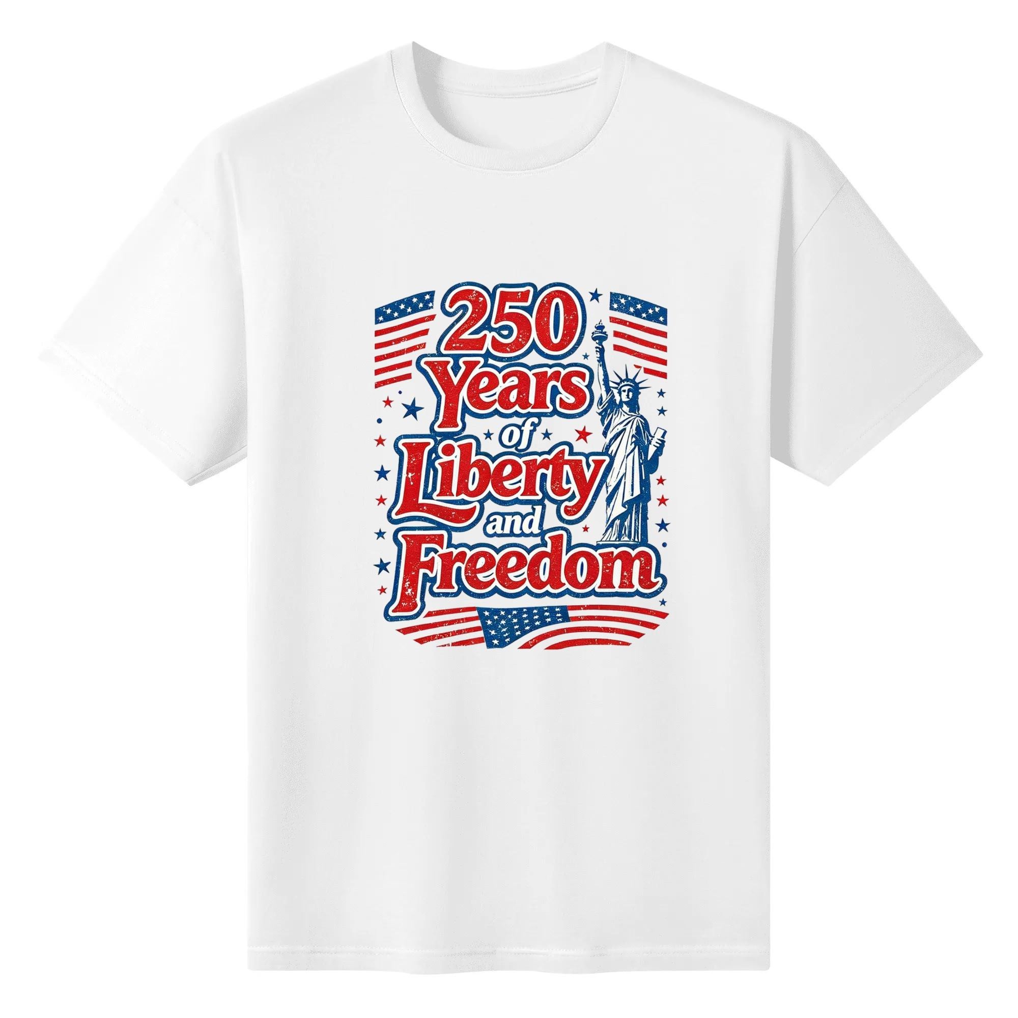 Celebrate 250 Years of American Freedom in Retro Style | Patriotic Everyday Tee with Statue of Liberty