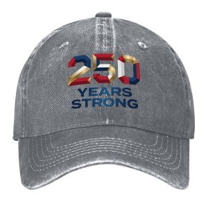 Faded vintage cap with bold patriotic 3D numeral and letter artwork for America’s 250-year celebration